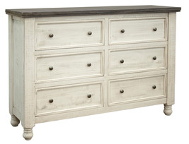 62" Gray and Ivory Solid Wood Six Drawer Double Dresser - $25,264.57 MXN