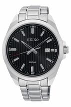 Seiko SUR277P1 Mens Wristwatch, Quartz, Black, Silver - £117.77 GBP