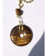 Ceiling Fan Pull Light Chain Genuine Tigers Eye Gem Stones Earthy Brown ... - $11.96 CAD