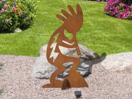 36in Tall Dancing Kokopelli Southwest Decor Rust Metal Yard Art Lawn Scu... - $199.00