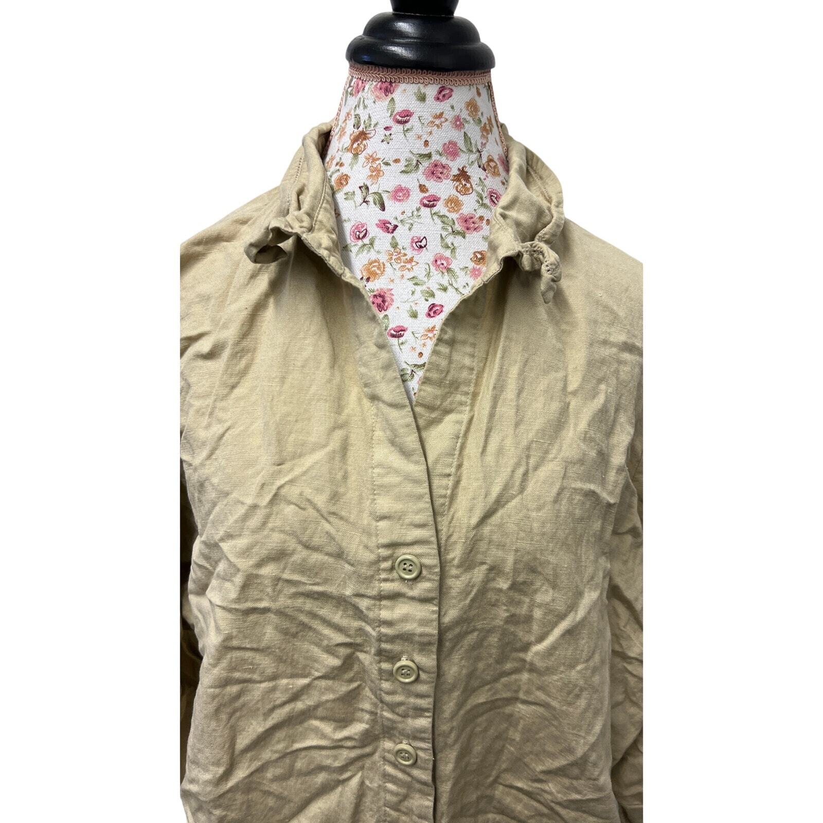 Ashley Stewart 22W Beige Linen Blend Button Up Shirt – Plus Size Top Item image 3