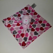 Baby Essentials Pink Bear Lovey Plush Red Gray Hearts Stuffed Baby Toy White - £31.85 GBP