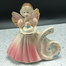 JOSEF ORIGINALS FIGURINE birthday angel applause through years 6 cake pink gold - £20.95 GBP