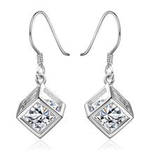 Swarovski Crystal Rubix Cube Drop Earring in White Gold Plated - $27.99