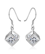 Swarovski Crystal Rubix Cube Drop Earring in White Gold Plated - £22.37 GBP