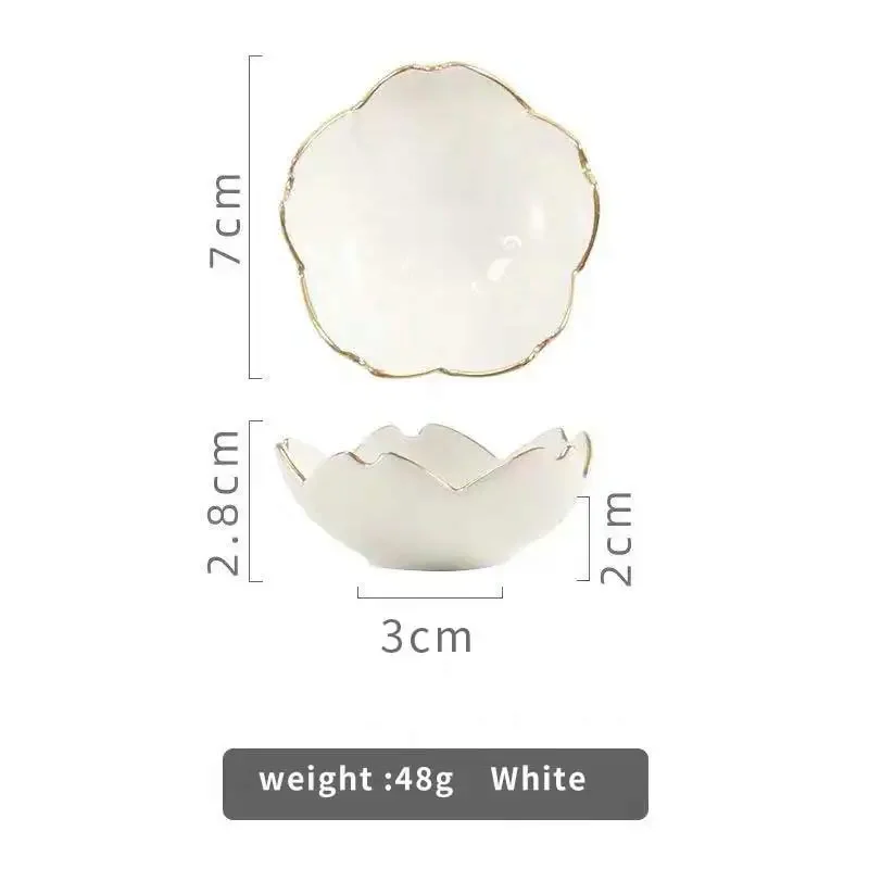 Sakura Ceramics Dish Nordic Style Small Dish Gold Border Seasoning Plate... - $6.90