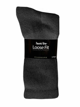 Diabetic Socks Crew 6 Pair Sz 10-13 Charcoal Gray Healthy Circulation Loose Fit - £13.21 GBP