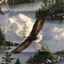 Vintage Flying Bald Eagle Wilderness Cotton Fabric 1.25yds. x 44.5” - £19.53 GBP