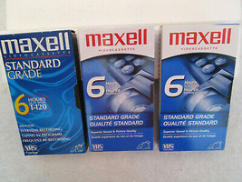 Blank Video Tapes. 3 Maxell VHS. 1 New, factory sealed. Standard Grade 6 Hours - £9.37 GBP