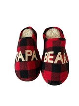 Mens Bedroom Slippers Small 7-8  Buffalo Check Plaid Red Black Embroidered - $9.78