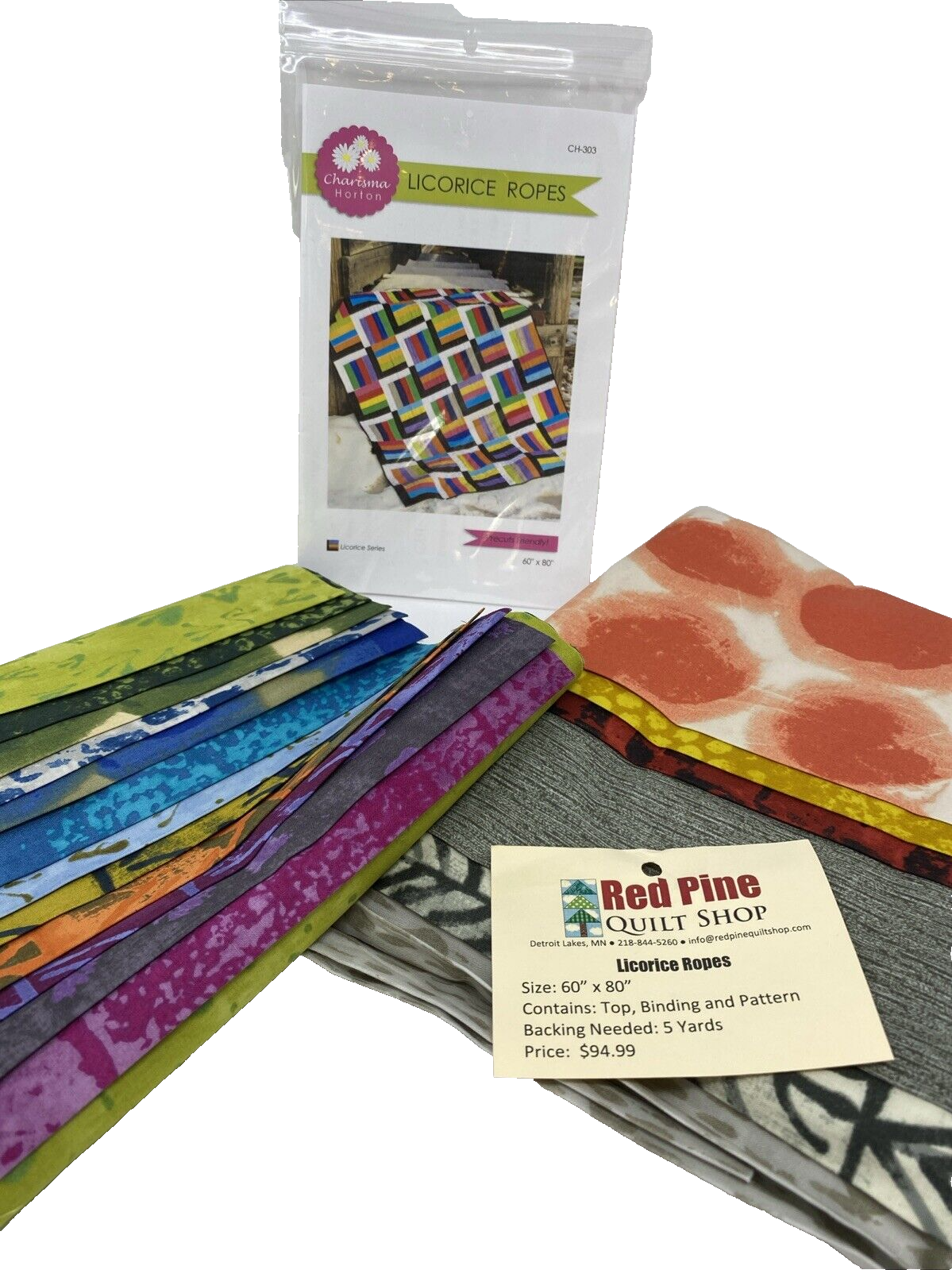 Red Pine Quilt Shop Licorice Ropes 60&quot; x 80&quot; NEW - $71.24