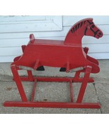 VINTAGE RIDE-ON WOODEN ROCKING HORSE ON SPRINGS RED - £131.20 GBP
