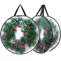 2-Pack Christmas Wreath Storage Container 24&#39;&#39;, Clear Wreath Storage Bag... - £25.57 GBP
