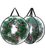 2-Pack Christmas Wreath Storage Container 24&#39;&#39;, Clear Wreath Storage Bag... - £25.53 GBP