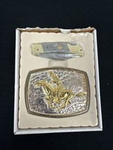 Vintage PONY EXPRESS 125 year commemorative belt buckle and pocket knife~New - £7.52 GBP