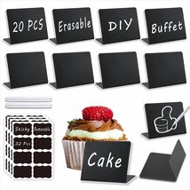 54-Piece Set Of Mini Chalkboard Signs For Food: 20 Erasable Chalk, Table... - £29.12 GBP