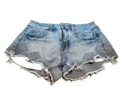 American Eagle Vintage Hi Rise Festival  Destroyed Denim Blue Jean Short... - £18.28 GBP