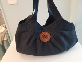 Womens Big Button Hobo Shoulder Bag Blue Floral Reversible - £11.70 GBP