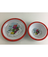 Barney &amp; Friends Christmas Winter Bowl Plate Set Dinnerware Child Dishes... - $48.81 CAD
