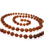 Natural Raw Unpolished Baltic Amber Necklace/ Round Baroque Beads  - £30.60 GBP
