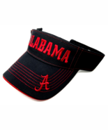 UNIVERSITY OF ALABAMA CRIMSON TIDE BLACK SUN VISOR HAT CAP TEXT LOGO ADJUSTABLE - $20.85