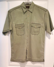 St John&#39;s Bay Button Up Shirt Mens M Green Short Sleeve Buttoned Pockets... - £18.30 GBP