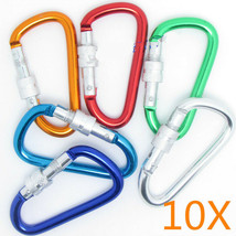 10x Outdoor Steel D-Ring Screw Locking Carabiner Hook Clip Climbing Keyc... - £7.00 GBP