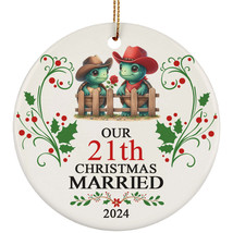 Our 21th Years Christmas Married Ornament Gift 21 Anniversary With Turtle Couple - £11.89 GBP