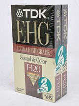 TDK E-HG Extra High Grade T-120 VHS Videotapes 2 Pack Factory Sealed Fre... - £11.49 GBP