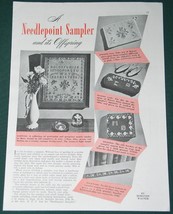 Needlepoint Sampler Good Housekeeping Magazine Ad Vintage 1941 - $14.99