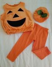 Infant Pumpkin Jack O Lantern Orange  Costume Vest Hat Pants Sz 0-9 Months Baby  - £12.82 GBP