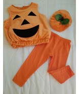Infant Pumpkin Jack O Lantern Orange  Costume Vest Hat Pants Sz 0-9 Mont... - £12.42 GBP
