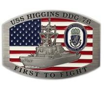 USS HIGGINS DDG-76  3&quot; BELT BUCKLE - £39.32 GBP