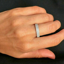 Anniversary Ring 0.50Ct Simulated Diamond Wedding Band 14k White Gold Size 6.5 - £190.05 GBP