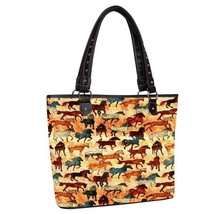 Montana West Horse Lovers Design Heavy Canvas 16&quot; Tote Bag Purse Weekend Luggage - £22.22 GBP