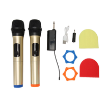 Wireless Microphone 1 for 2 UHF Cordless Dual Handheld Dynamic Mic Set with Rech - £48.18 GBP