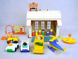 Fisher Price Little People Cars Mail Helicopter Bus School Western Cowboys 1971 - £29.95 GBP