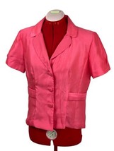 Suit Blazer Jacket Pink Karin Stevens Women&#39;s Size 8 Short Sleeve Button Up - £15.16 GBP