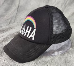 Volcom Trucker Hat Unisex Black Rainbow Aloha Hawaiian Distressed Snapback Cap - £31.14 GBP