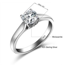 Solid 925 Sterling Silver Moissanite Ring Women 6mm Diamond Wedding Jewelery In  - £87.89 GBP