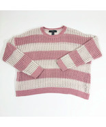 Forever 21 Dusty Pink &amp; White Open Knit Crochet Cropped Sweater Wms Med - $14.84