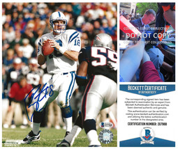 Peyton Manning signed Indianapolis Colts football 8x10 photo Beckett COA proof - £272.46 GBP