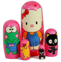 5pcs Hand Painted Russian Nesting Doll of Hello Kitty Characters Large  - $39.55