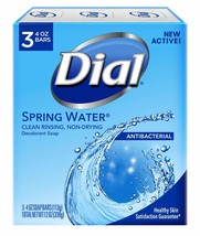 Dial Antibacterial Deodorant Soap, Spring Water, 4 Ounce, 3 Bars - £14.34 GBP