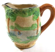 Small Majolica Jug Pitcher Lake with Boats 3.5 inch Stamped Japan+Impressed Mark - £11.92 GBP