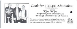 Vtg The Who Konzert Ticket Stumpf September 26 2000 Tampa Florida - £34.28 GBP