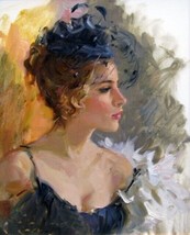 Hand Painted Oil Painting Konstantin Razumov Girl Modern Abstract Wall #197 - £51.66 GBP