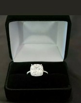 3Ct Cushion-Cut Diamond Halo Bridal Engagement Ring 14k White Gold Over - £60.38 GBP