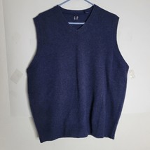 Mens Gap 100% Lambswool Navy V-neck Sweater Vest Size XL - £14.87 GBP