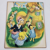 Vintage 1960s Nursery Rhyme Folk ART Print Laminated on Board 9.5x8 Inch (#10) - $26.18